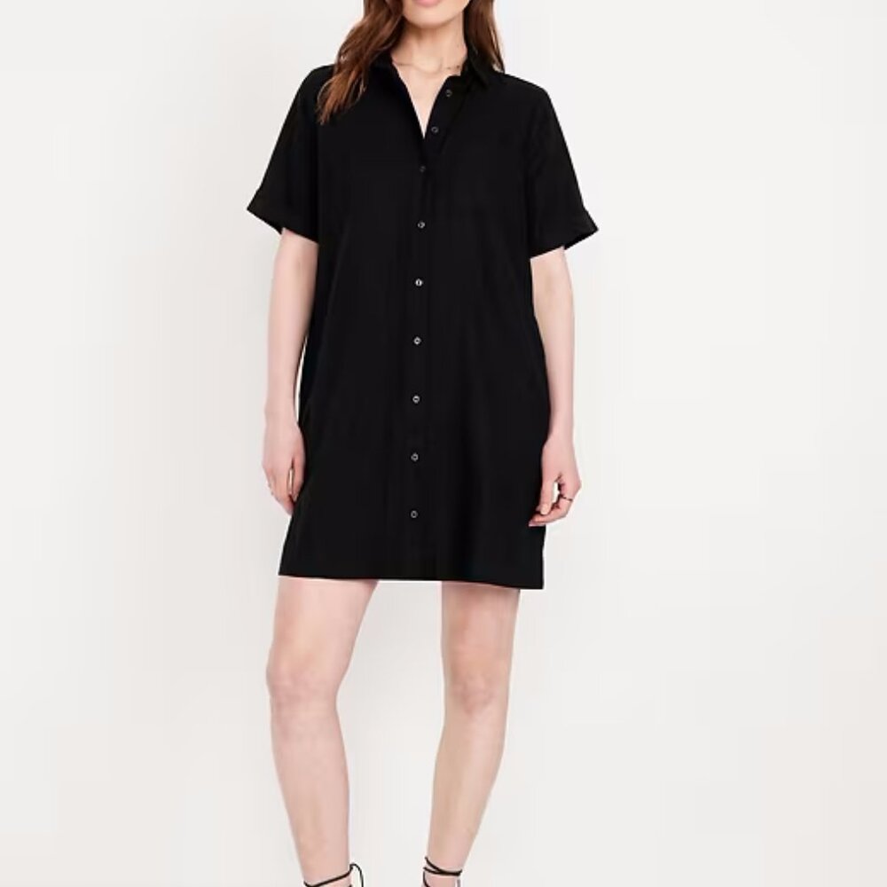 Old Navy Black Linen Dress - Picture 2 of 4